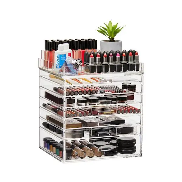 Acrylic Cosmetics Organizer Box with 5 Drawers Clear Acrylic Jewelry Chest with Drawers