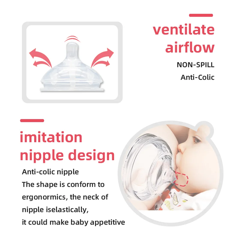 Factory Standard Neck Baby Nipple Caliber OEM Latex BPA Free Liquid Silicone Bottle Teat Breast Milk Feeding Bottle Nipple