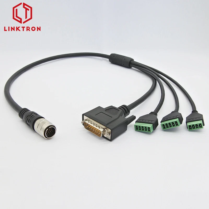 DB Dsub 15P male to circular connector terminal block cableDb26 Cable Zinc Alloy Connector Assembly Type H-db 15p Cable Adapter