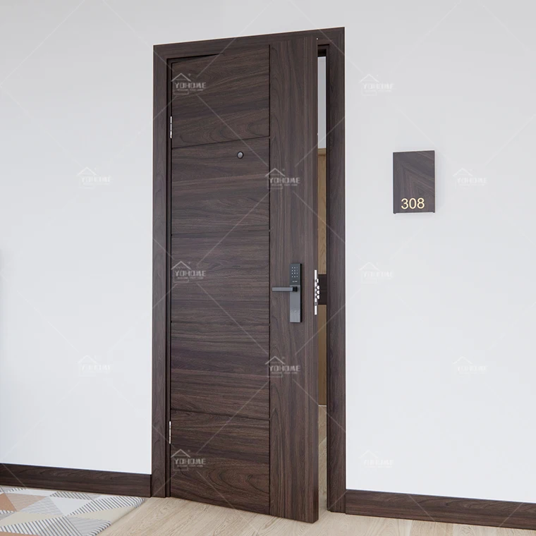 Профессиональная противопожарная дверь Yohome производство сертификация интертек огнестойкая минеральная сердцевина деревянные межкомнатные двери для отеля