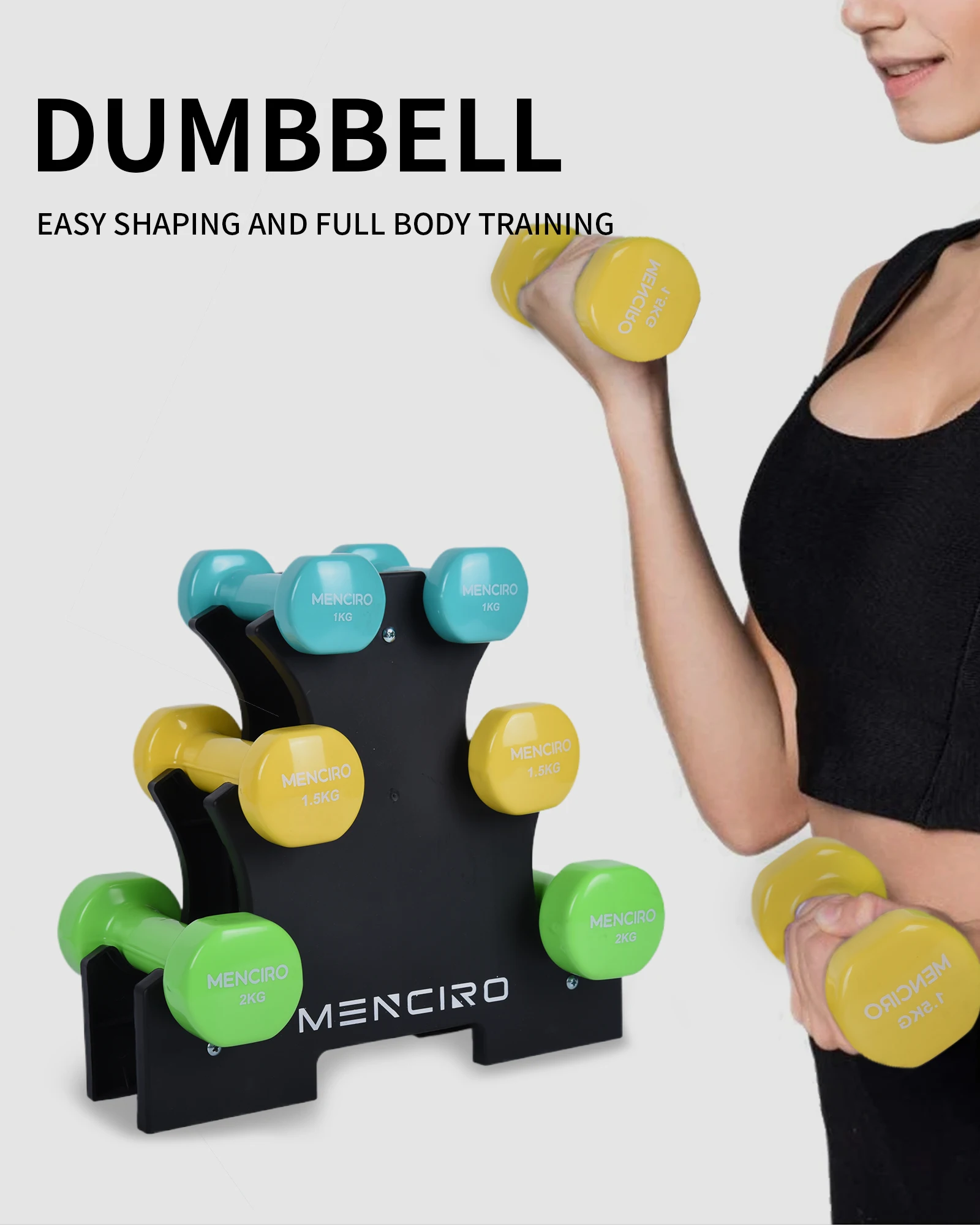 Manufacturer Supply Gym Home Workout Free Weight Fitness Women Bodybuilding Colorful Fitness Solid Weights Dumbbell Set