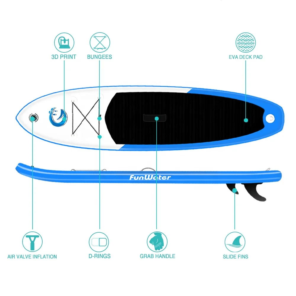  FUNWATER Бесплатная доставка логотип CE надувная доска для серфинга с веслом оптовая