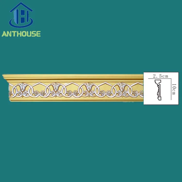 Polyurethane crave crown moulding pvc foam cornice moulding and ceiling decorative moulding line