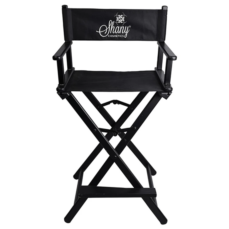 Manufacturer supplier 44 inches custom print heavy duty artist used mac high outdoor wood folding makeup chair with logo