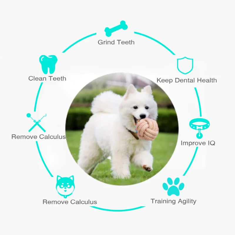 Large Size Natural Hemp Dog Toys Bite Resistance Hemp Rope Dog Chew Toy Set