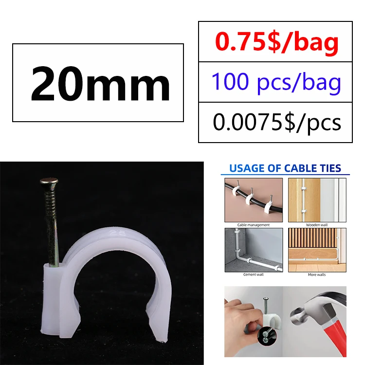 Plastic nylon cable fixing clip holder wire fixed clips