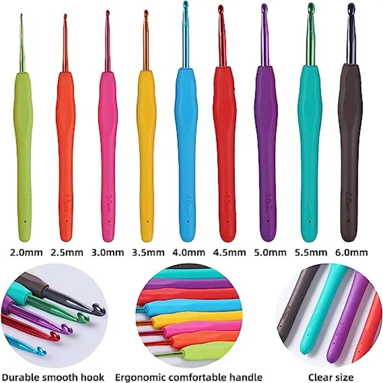 59-piece Colorful Crochet Tool Kit Needles Hook Aluminum Diy Knitting Wool Sewing Storage Kit Knitting Yarn Set