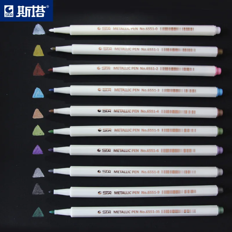 STA 6551 - 10 colours water based cheap promo multi color metallic graffiti marker pen set