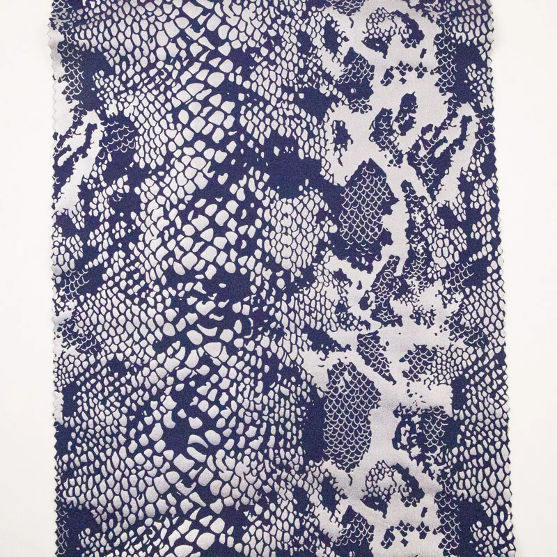 polyester dry fit glitter coated printed snakes skin fabric shinny foil printing spandex 4 way stretch fabric