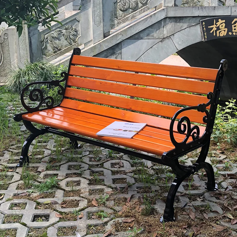 modern urban furniture city outdoor Solid Wood park bench patio seat garden long chair