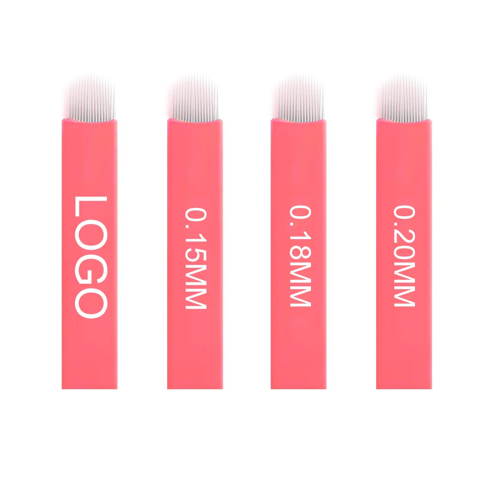 Pink Color  0.18-0.25mm Sharpest PMU Supplies Micro Blading Needles Blades Microblading Eyebrow Tattoo Needle