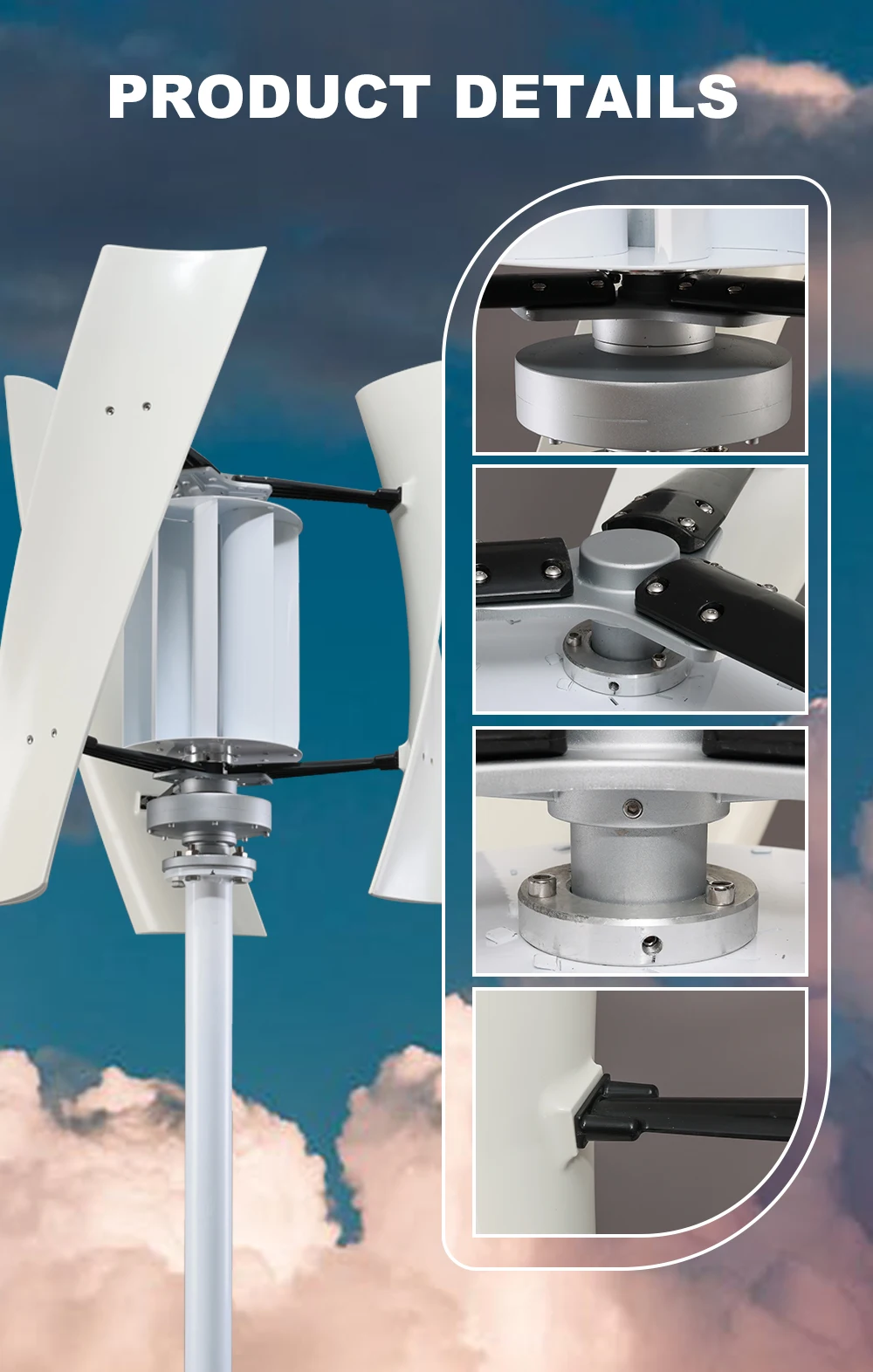 500W 800W 1000W 2000W Wind Generator Turbine 12V 24V 48V  3 Blades Free Energy Vertical Axis Permanent Maglev