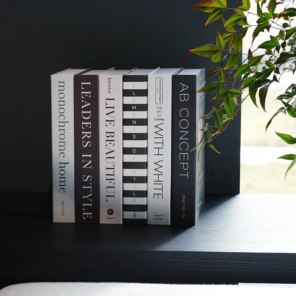 Hot selling foldable magazine shooting prop books simple English coffee table display books light luxury soft decoration books