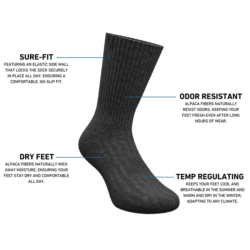Alpaca Wool Thermal Breathable Crew Socks For Men And Women