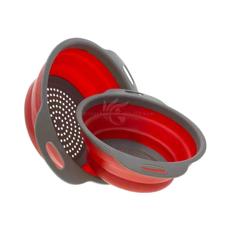 Foldable silicone food strainer collapsible kitchen colander
