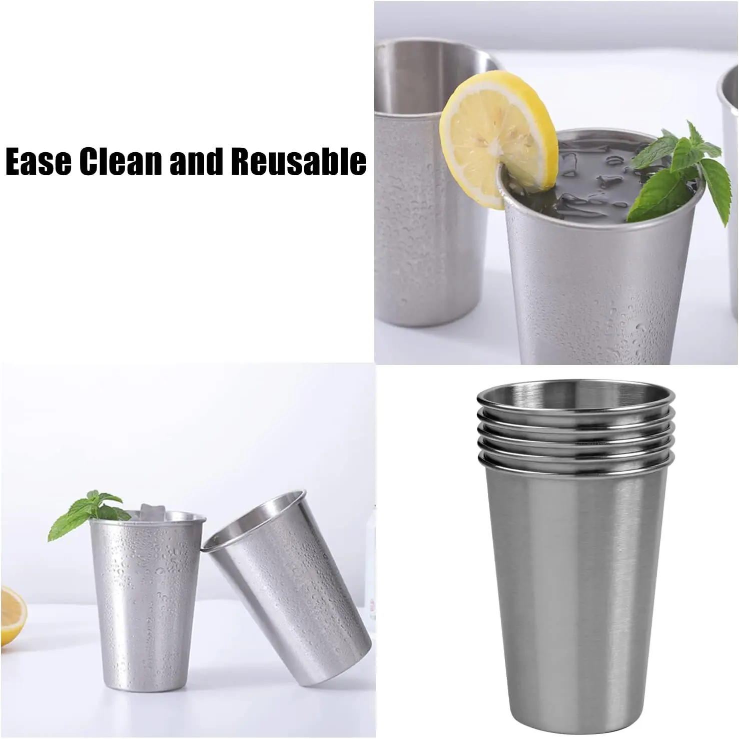 Stainless Steel Pint Cup,Healthy Unbreakable and Stackable,Metal Drinking Glasses