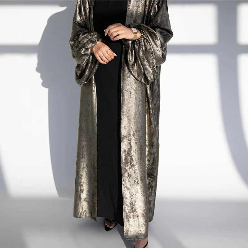 Eid Modest Islamic Clothing Custom Prayer Elegant Dubai Front Open Lantern Sleeves Velvet Classy Muslim Abaya Ramadan Rob