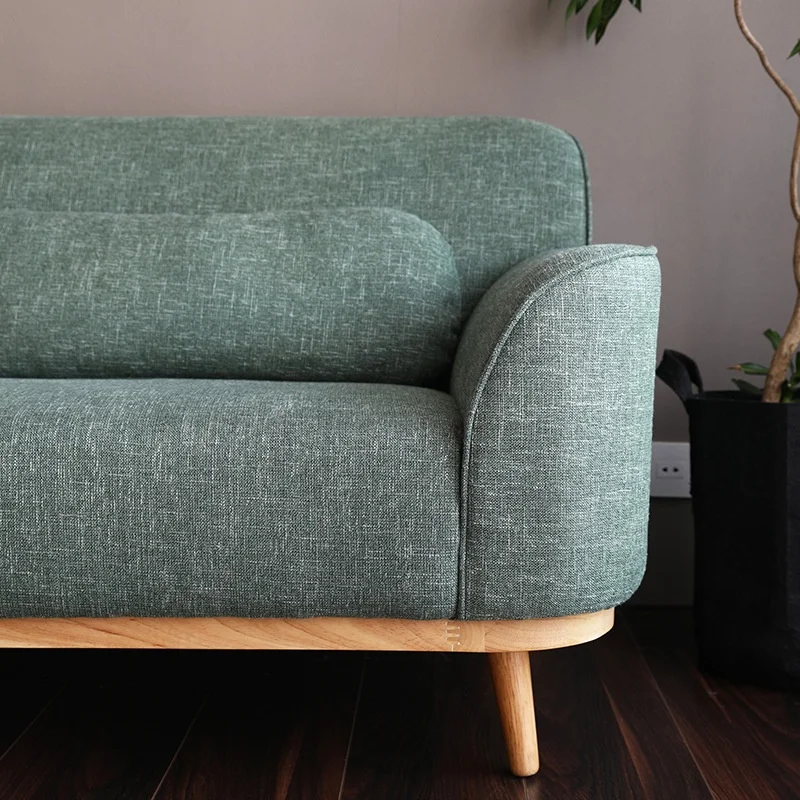 American style modern sectional wooden leg 3 places small combination L shaped living room fabric sofa