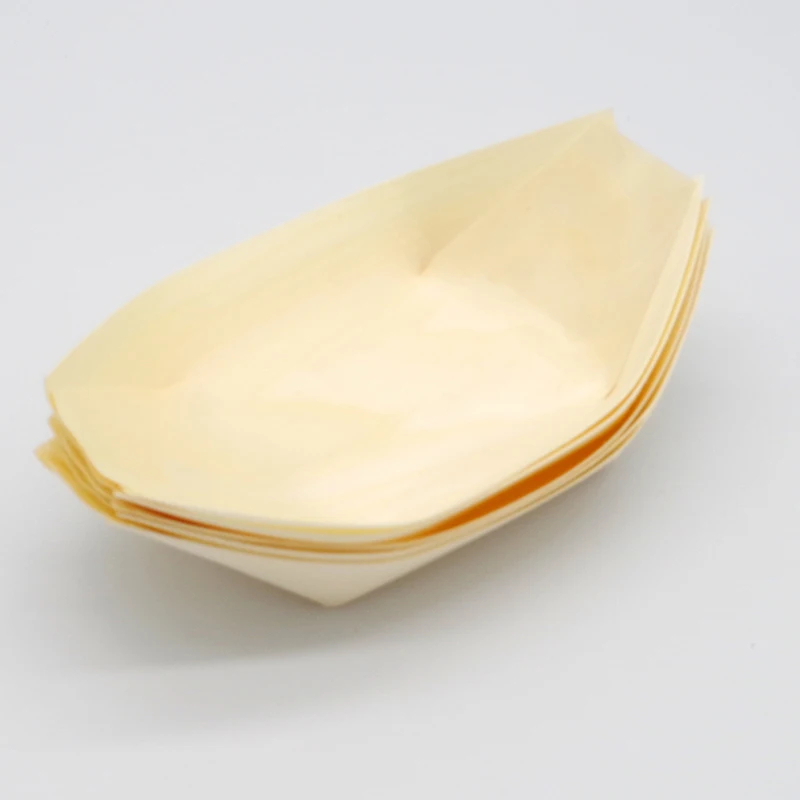 Eco friendly wooden takoyaki container disposable sushi boat