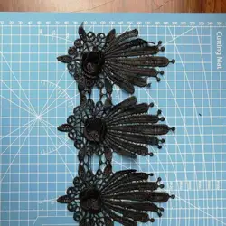 black embroidery trimming lace border handmade 3d flower guipure lace trim for cloth