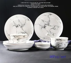 Luxury home decor wedding gift marble ceramic plate bowl dish set porcelain dinnerware dinner set