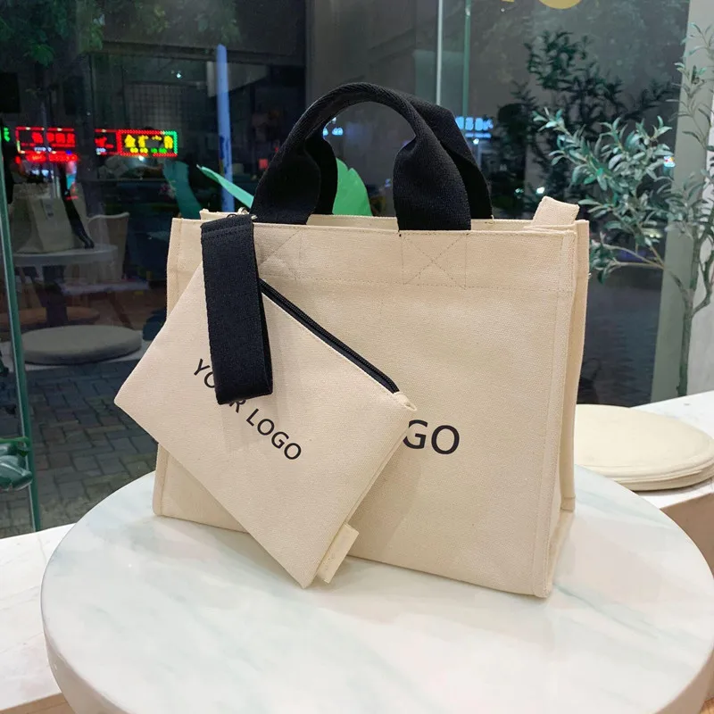 Wholesale canvas tote bag for logo reusable canvas tote bag Eco-friendly canvas shopping bag for woman