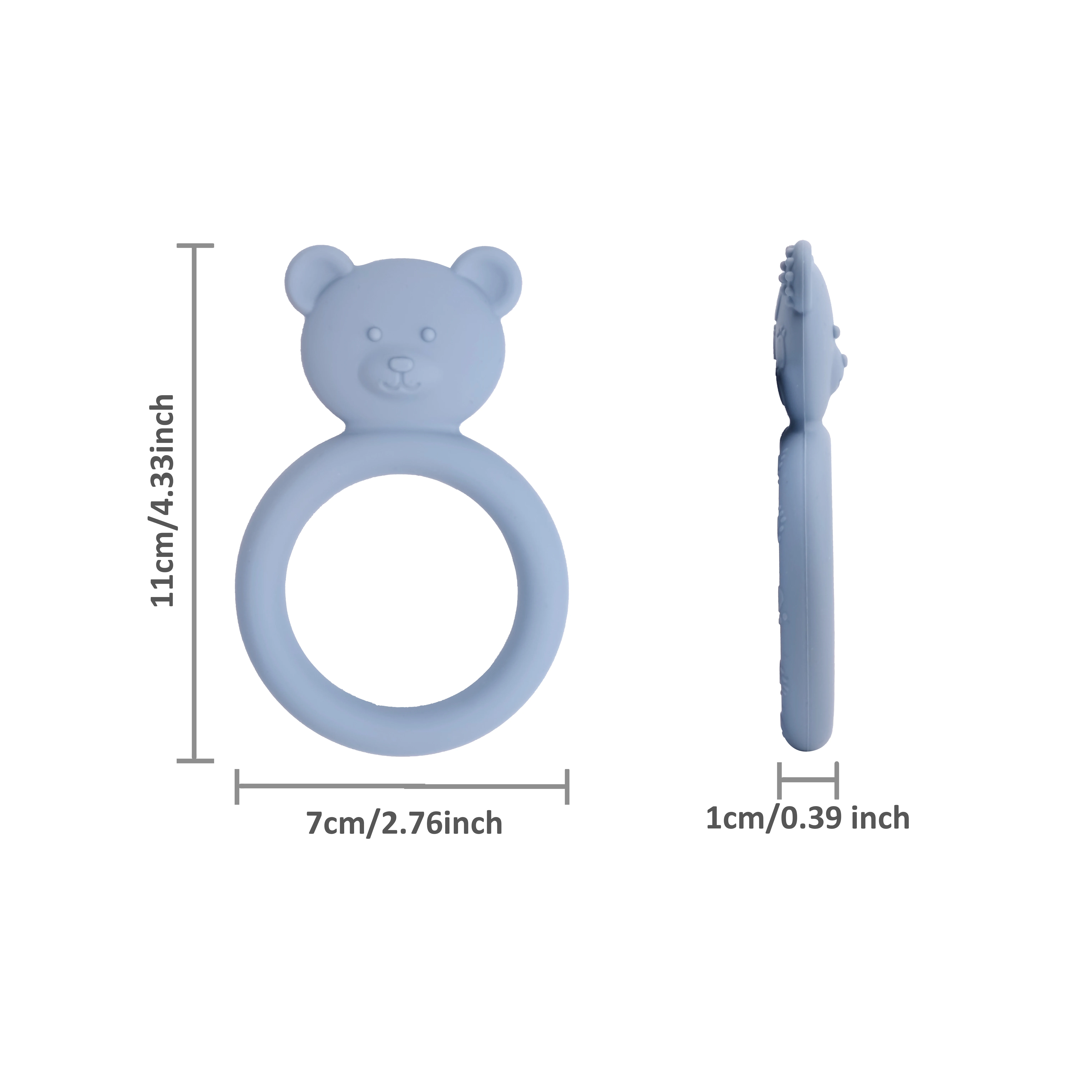 Wholesale BPA Free Silicone Baby Chewable Teether Multi-Textured Baby Teething Toy Bear Ring