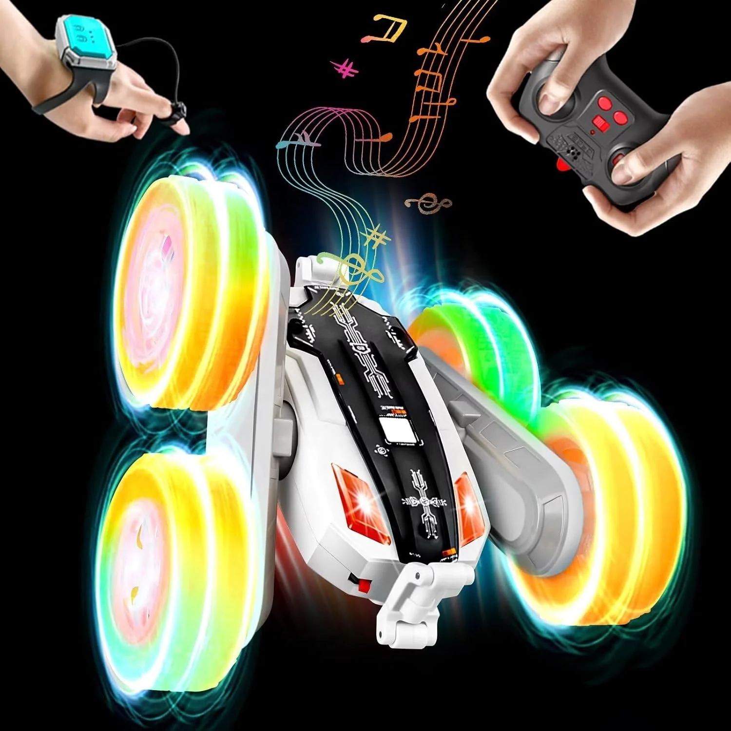 New Arrival 2.4Ghz Rc Stunt Car High Speed Double-Sided Rechargeable 360° Rotating Off-Road WIth Colorful Light and Music