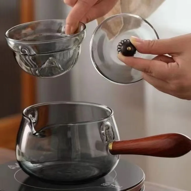 new design high borosilicate fair cup boiling teapot making teapot home brewing Glass Teapot