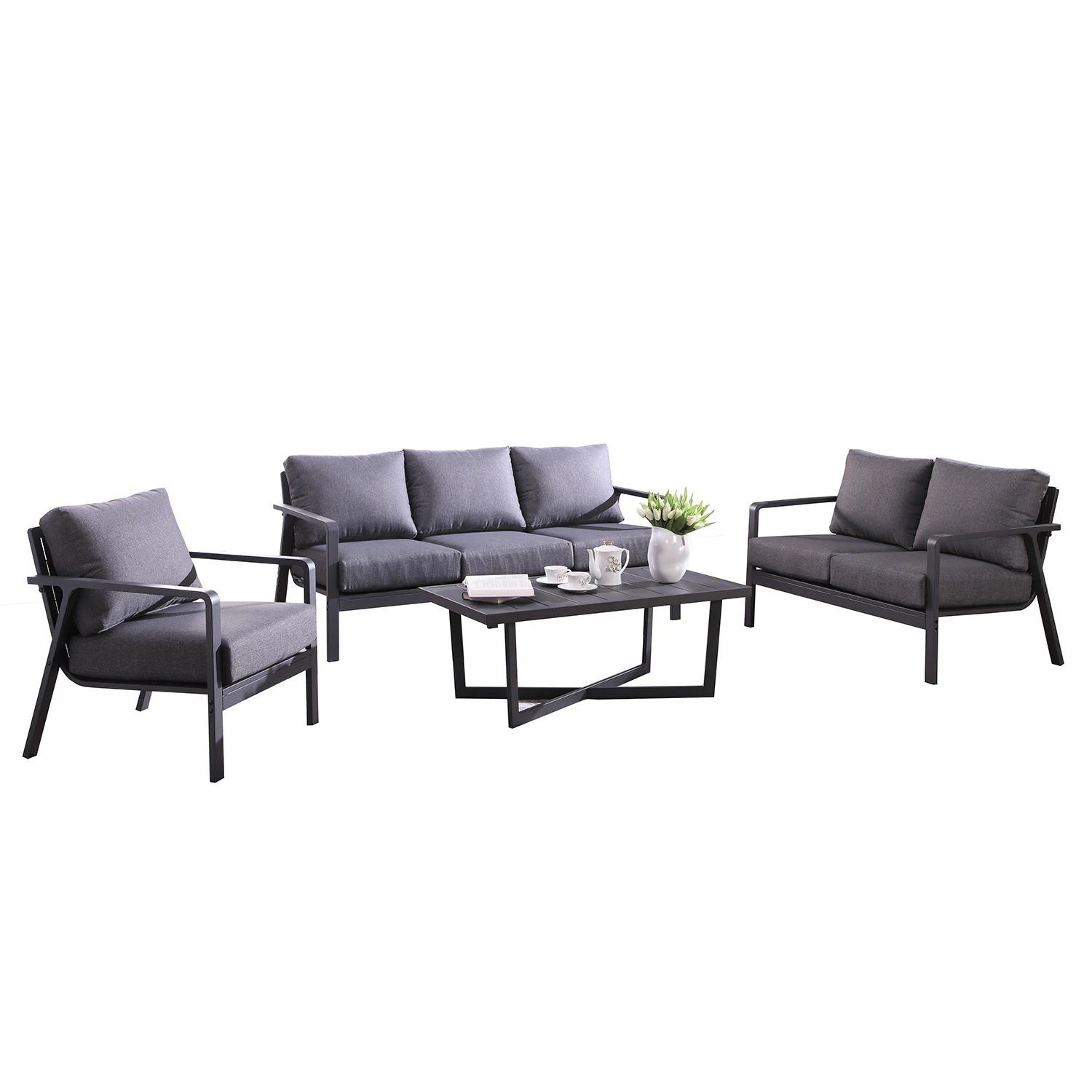 
customized 7 in 1 luxury outdoor aluminium garden furniture sofa set 