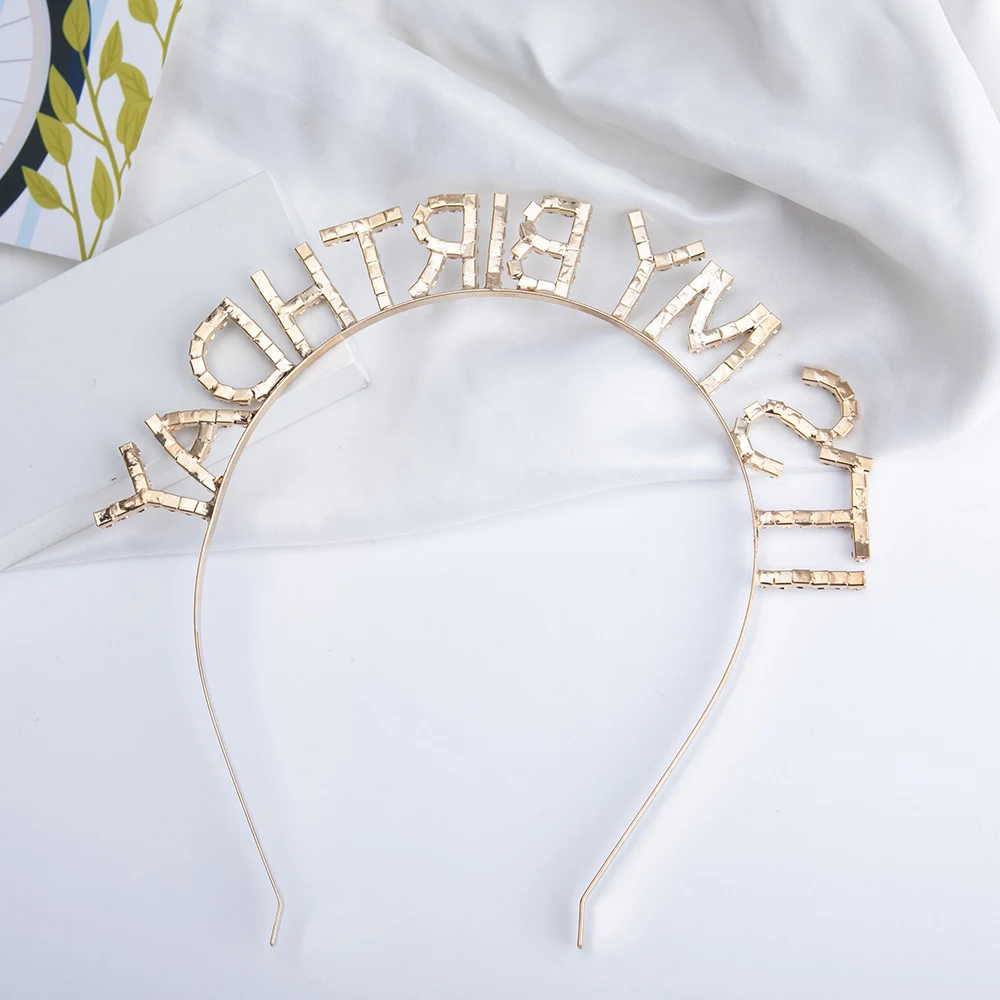 Manufacturing Production Bridal Jewelry Hair Rhinestone Birthday Girl Tiara Crown Headband Gold Diamond Headpiece