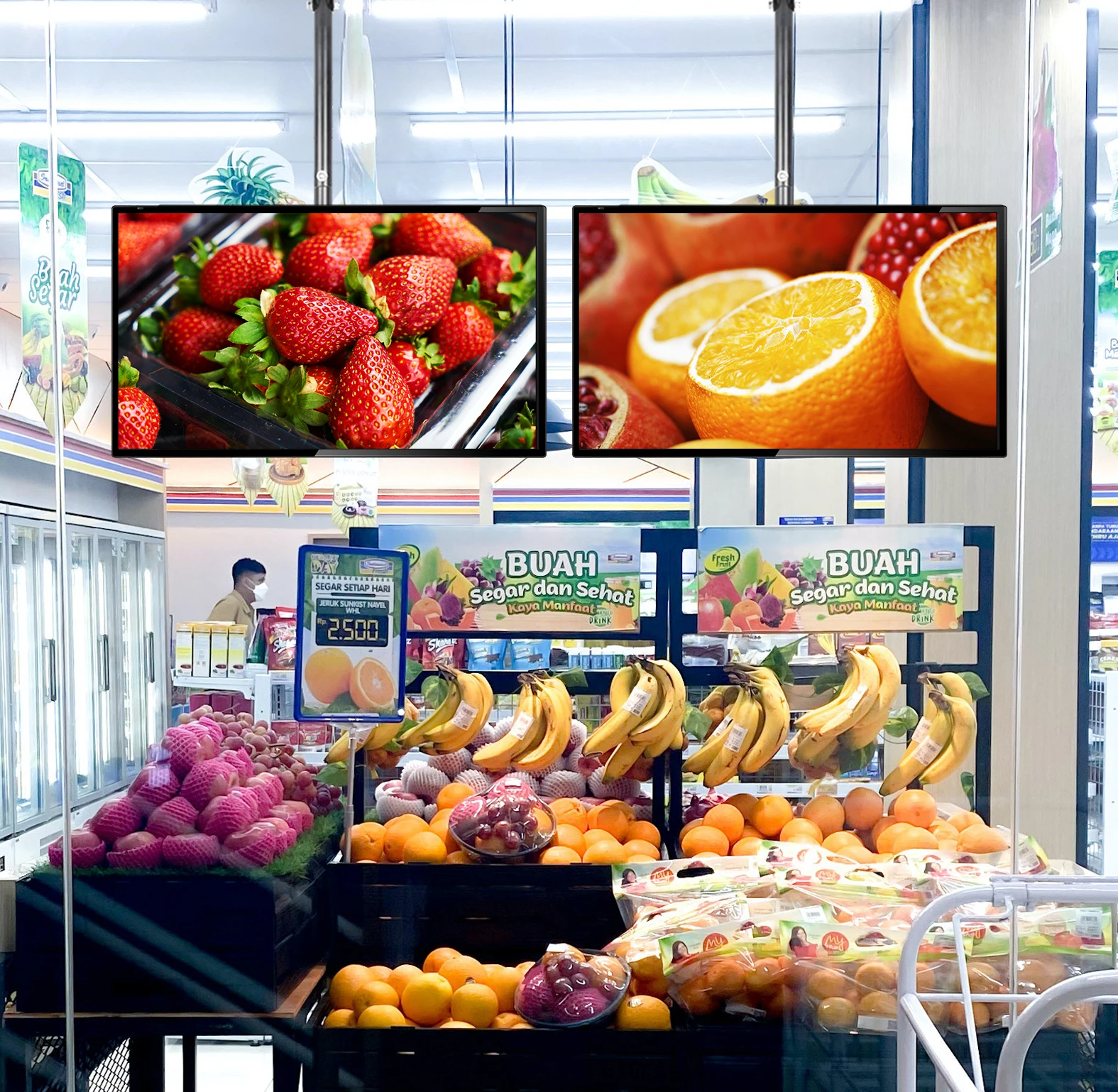 Bulldex 43 Inch Hanging Transparent LCD Screen Ultra Thin Advertising Video Display Player Signage Digital