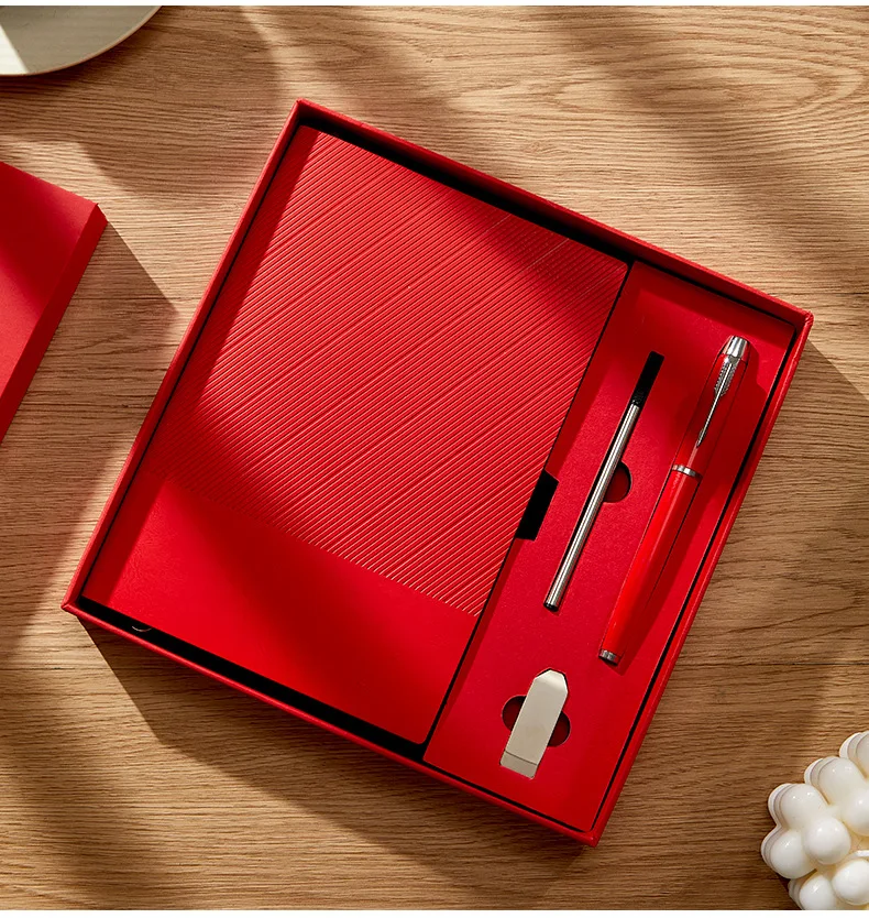 Custom A5 Refillable Stationery Set Usb Flash Drive Office Notebook Business Leather Gift Box Journal With Pen Business gift set