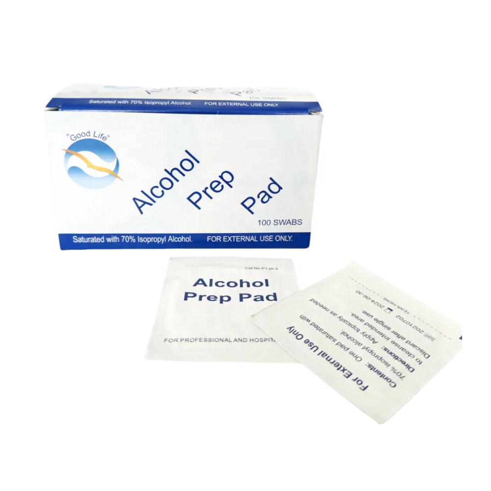 CE/ISO Disposable 70% Isopropyl Alcohol Prep Pads for Clean Skin 100PCS per Box OEM