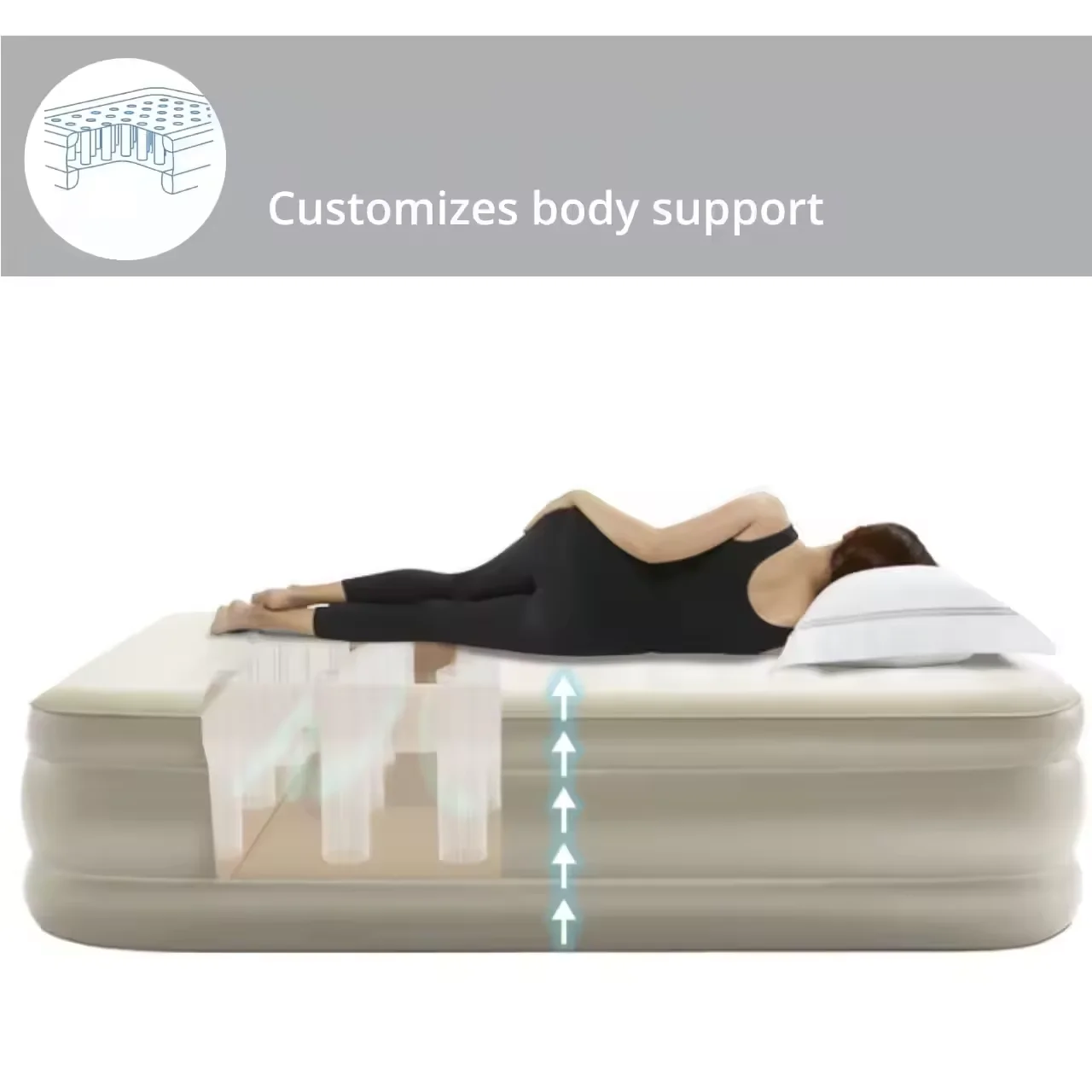 Hot selling high quality inflatable high elasticity portableOutdoor Camping Bed Folding Air Cushion air mattress