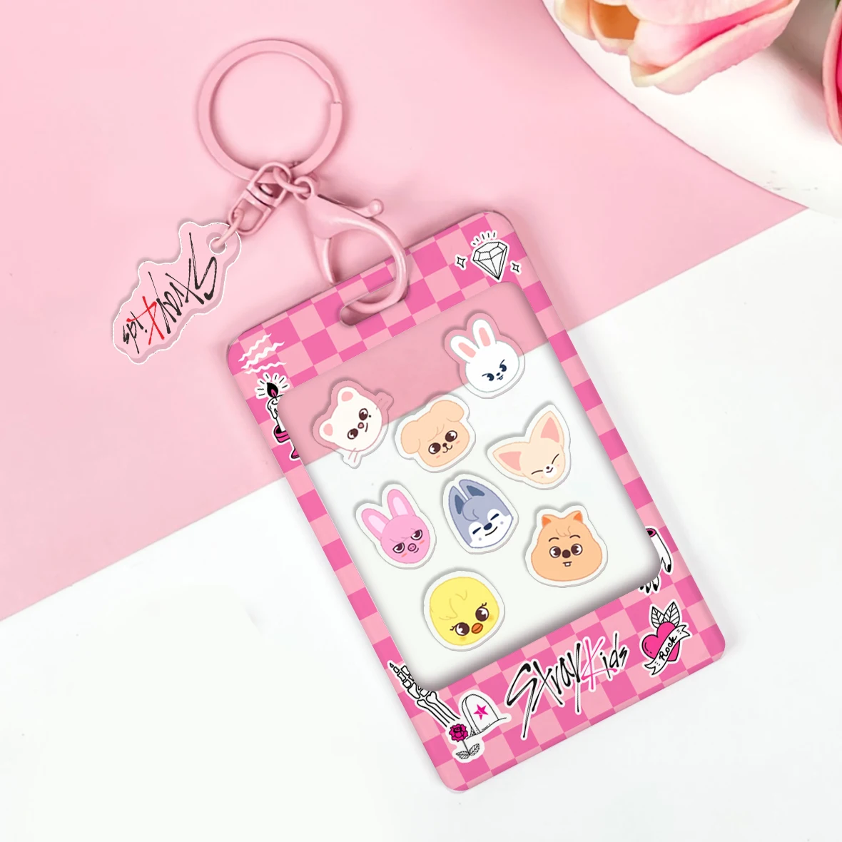 KPOP BT BL EN TW ATEEZ GIDEL peripheral DIY colourful keychain card holder acrylic pendant key chain