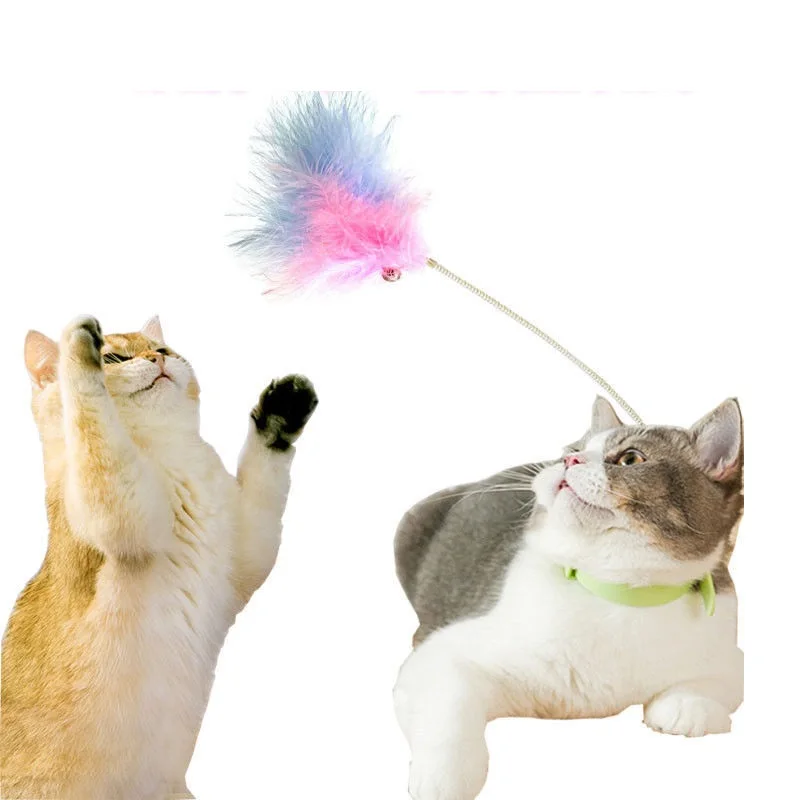 Интерактивная игрушка для кошек ошейник с перьями котят домашних Веселый тренажер игр Заводские поставки