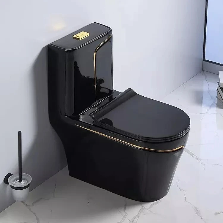 Luxury sanitary ware modern water closet bathroom commode toilet bowl ceramic white gold wc one piece toilet
