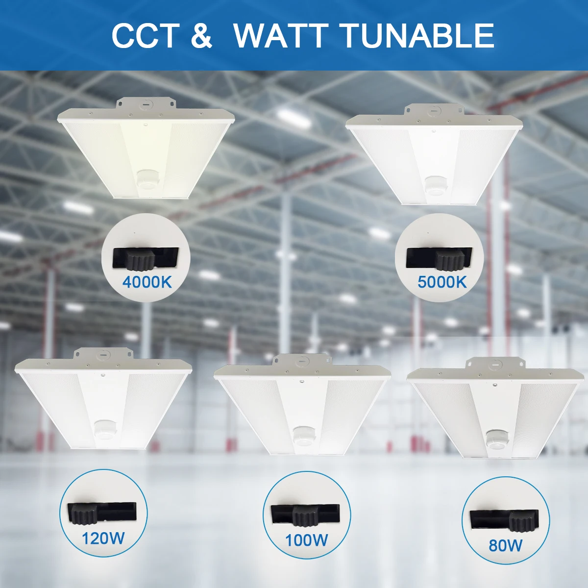 Affordable High-bay light Linear with 180lm/w PIR motion sensor for Warehouse Garages Workshop