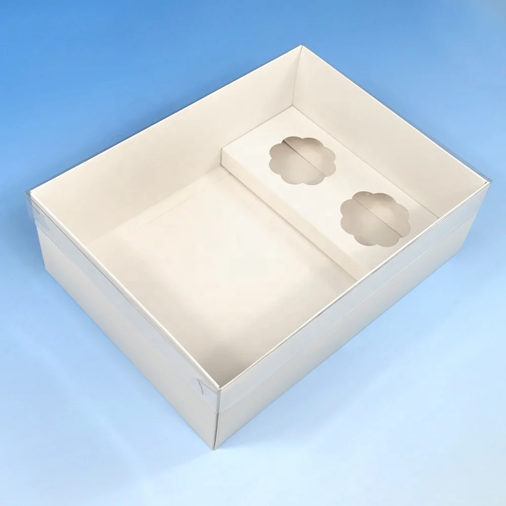 XJH 2 Cavities Cupcake Box Cookie Brownie Boxes with Clear Lid Dessert Shooter Box for Birthday Party Wedding