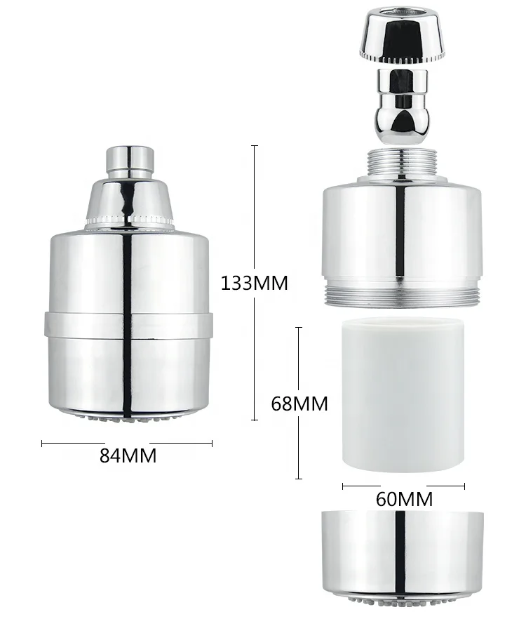 3 Modes High Pressure Shower Head with 20 Stage Hard Water Shower Filter, VC Filtered Shower Head