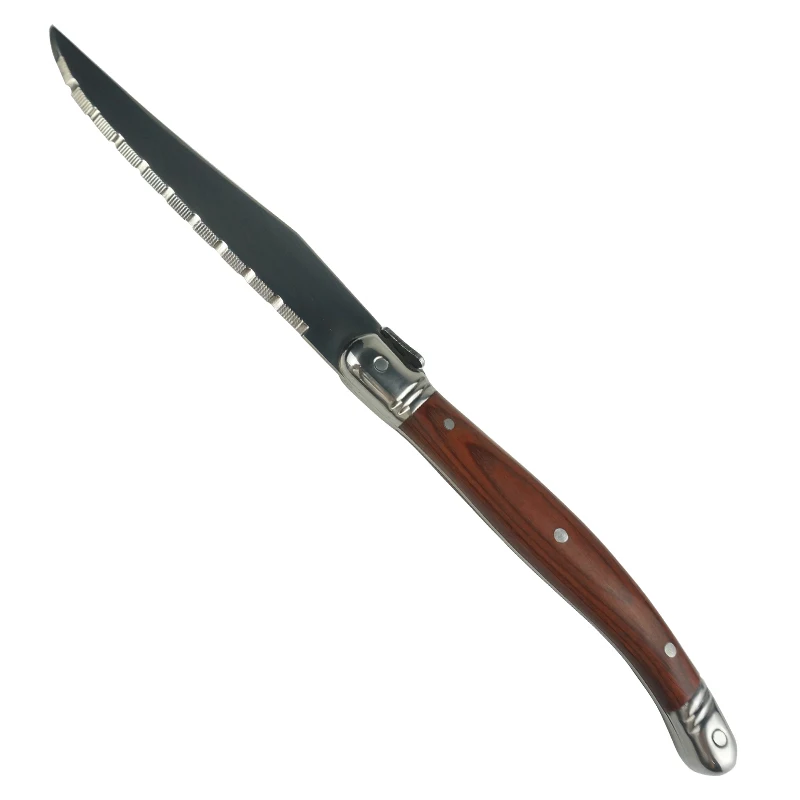 Hot Sale 4.5 inch red pakka Wooden Handle 3Cr13 Stainless Steel kitchen steak knife