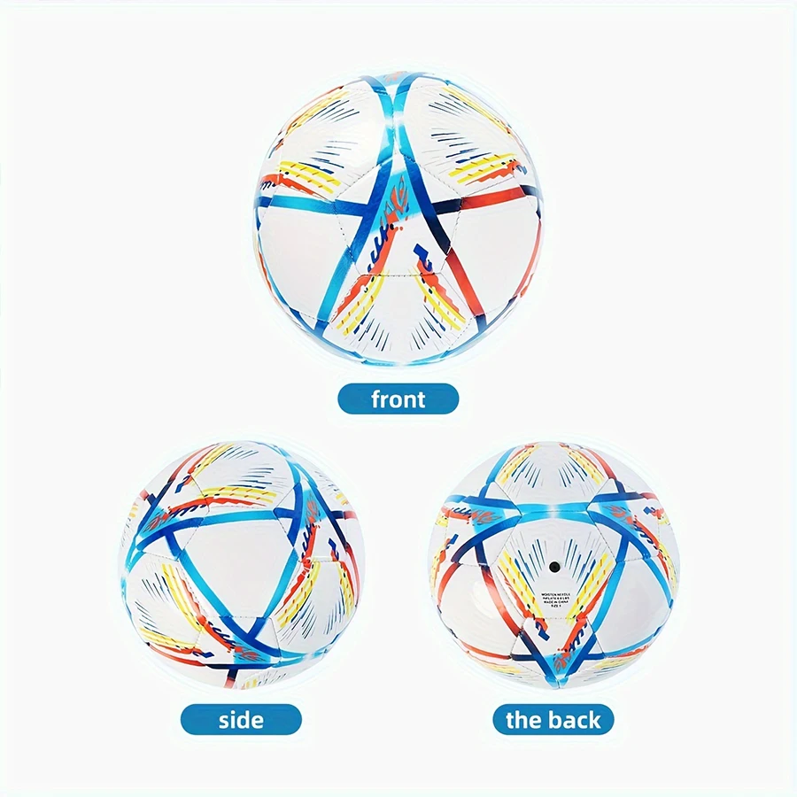 1 Pc No. 5 Soccer Machine Sewn PVC Professional Soccer Training Game Wear-resistan Thickened Soft Leather   (with air pump)