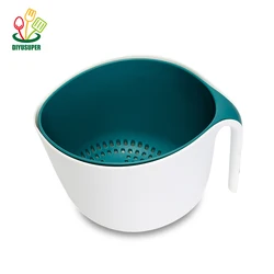Collapsible double colander Vegetable Tools Strainer Plastic Bowl Colander in kitchen