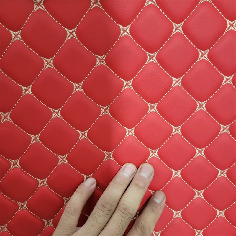 Artificial Quilted Leather Fabric Car Seat Cover Material for Car Carpet Embroidery Quilted PVC