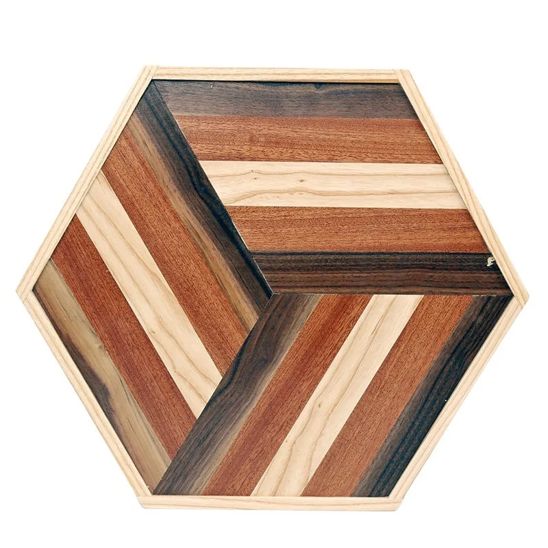 Factory New Modern Customized Wood Hexagon Tray Rattan Fruits & Coffee Serve Tray  Hexagon Storage Wooden Serving Tray best gift