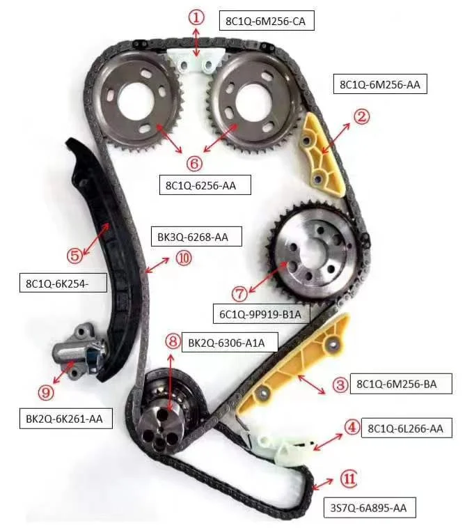 Genuine Timing Chain Kit for Ford Puma Diesel 2.4L 3C1Q 6019 AB,BK3Q 6268 AA