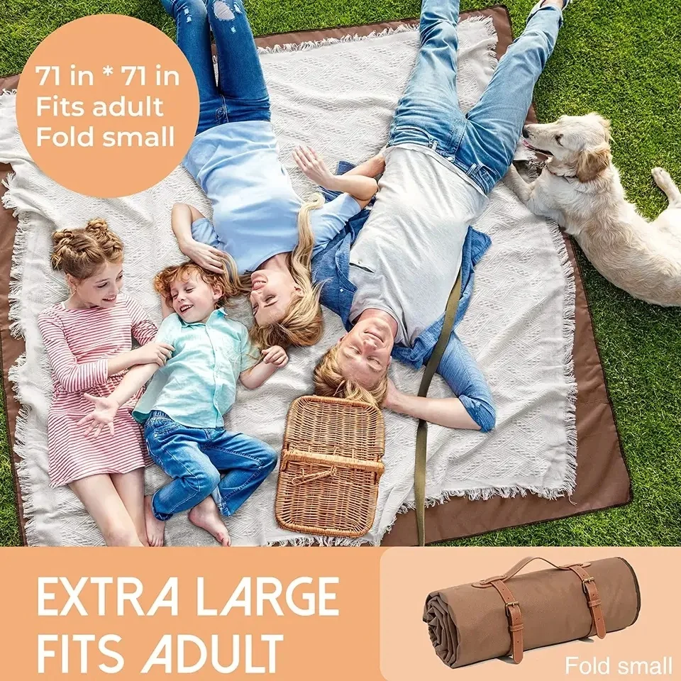 Factory Outlet Picnic Blanket 2 in 1 Outdoor Blanket Waterproof & Throw Blanket Large Foldable Beach Mat