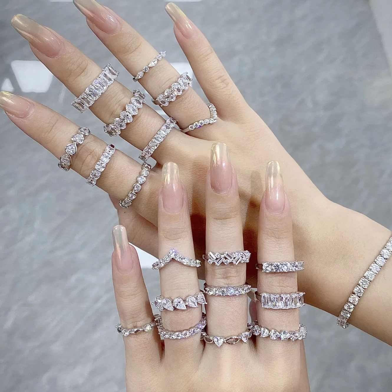 Wholesale Custom Light Luxury Fine Jewelry Engagement Wedding 925 Sterling Silver Stacking Zircon Rings For Women Jewelry