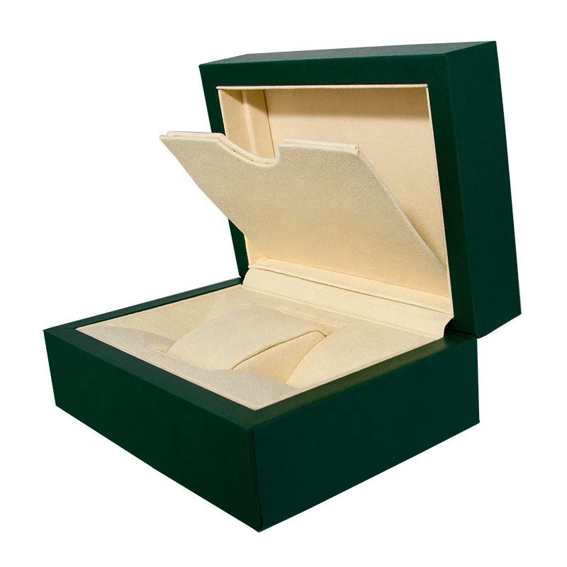 Luxury jewelry display leather wood watch case flip green watch box for Rollex watch